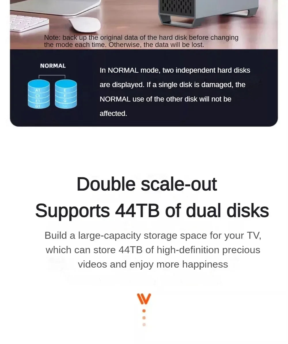 MAIWO 3.5 Inch Dual Bay External Hard Drive Enclosure – SATA Disk Array with 4 RAID Functions for 3.5 Inch HDD