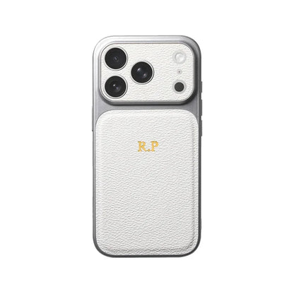 Personalized Initial Leather iPhone Case - Luxury Gold & Silver Monogram Cover with Lens Protection for iPhone 13–17 Series
