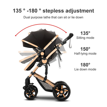 High-Quality 3-in-1 Newborn Baby Stroller — Lightweight Folding Cart with Comfort Seat & ISOFIX Safety