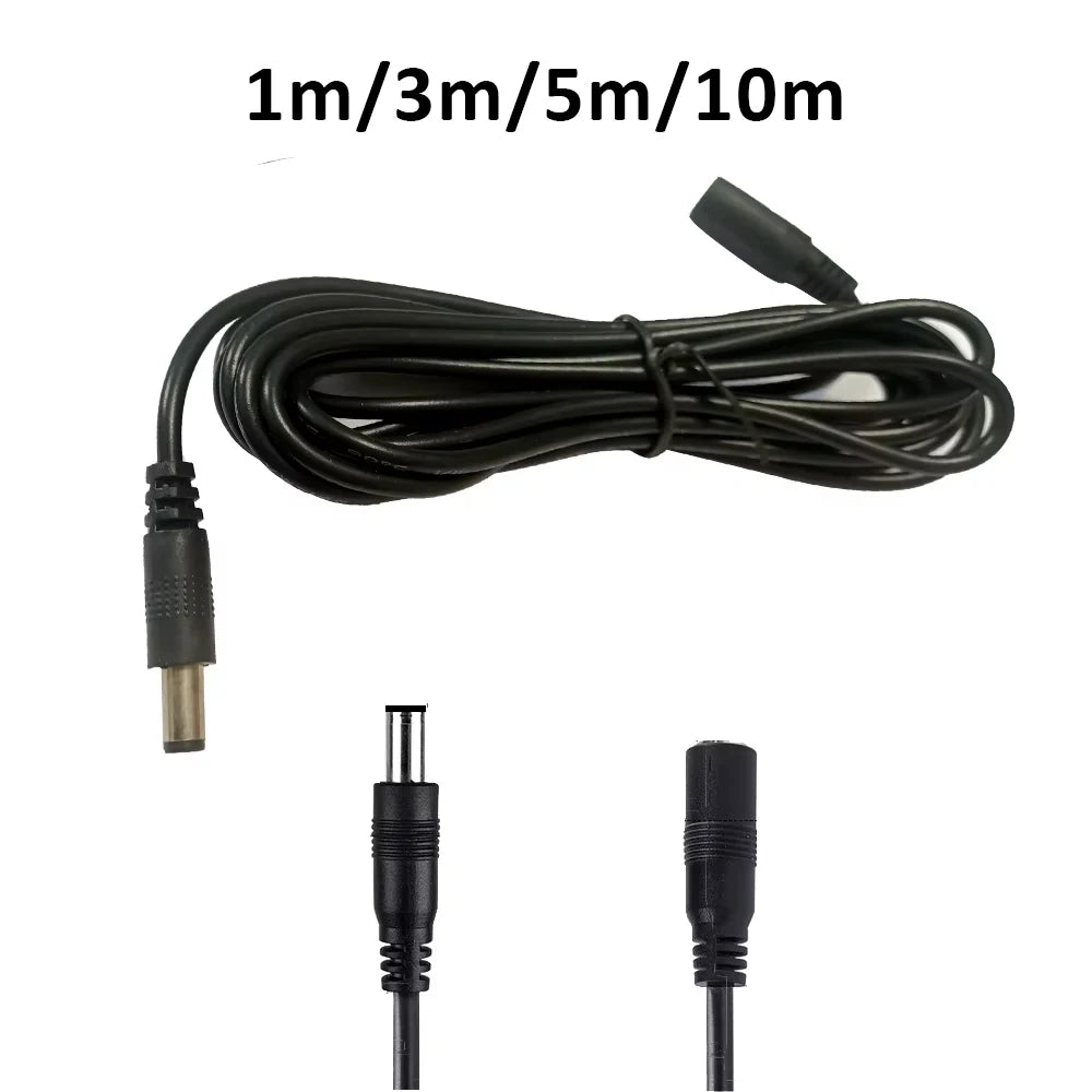 DC Extension Cable - 2.1mm x 5.5mm Female to Male Power Cord Adapter for LED Lights, CCTV & Electronic Devices