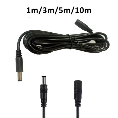 DC Extension Cable - 2.1mm x 5.5mm Female to Male Power Cord Adapter for LED Lights, CCTV & Electronic Devices