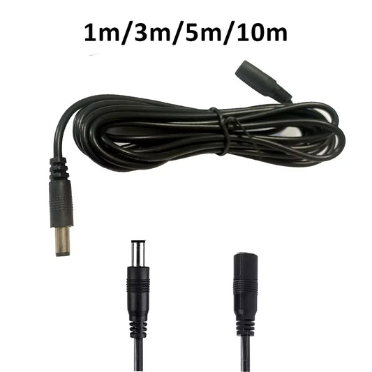 DC Extension Cable - 2.1mm x 5.5mm Female to Male Power Cord Adapter for LED Lights, CCTV & Electronic Devices