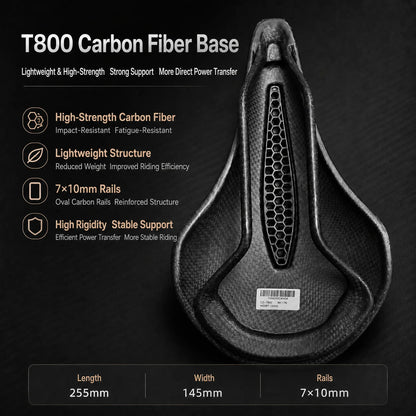 2026FKFB Ultra Full Carbon 3D Printed Bike Saddle - 185g Toray T800 Carbon Fiber MTB Cycling Seat, 145mm