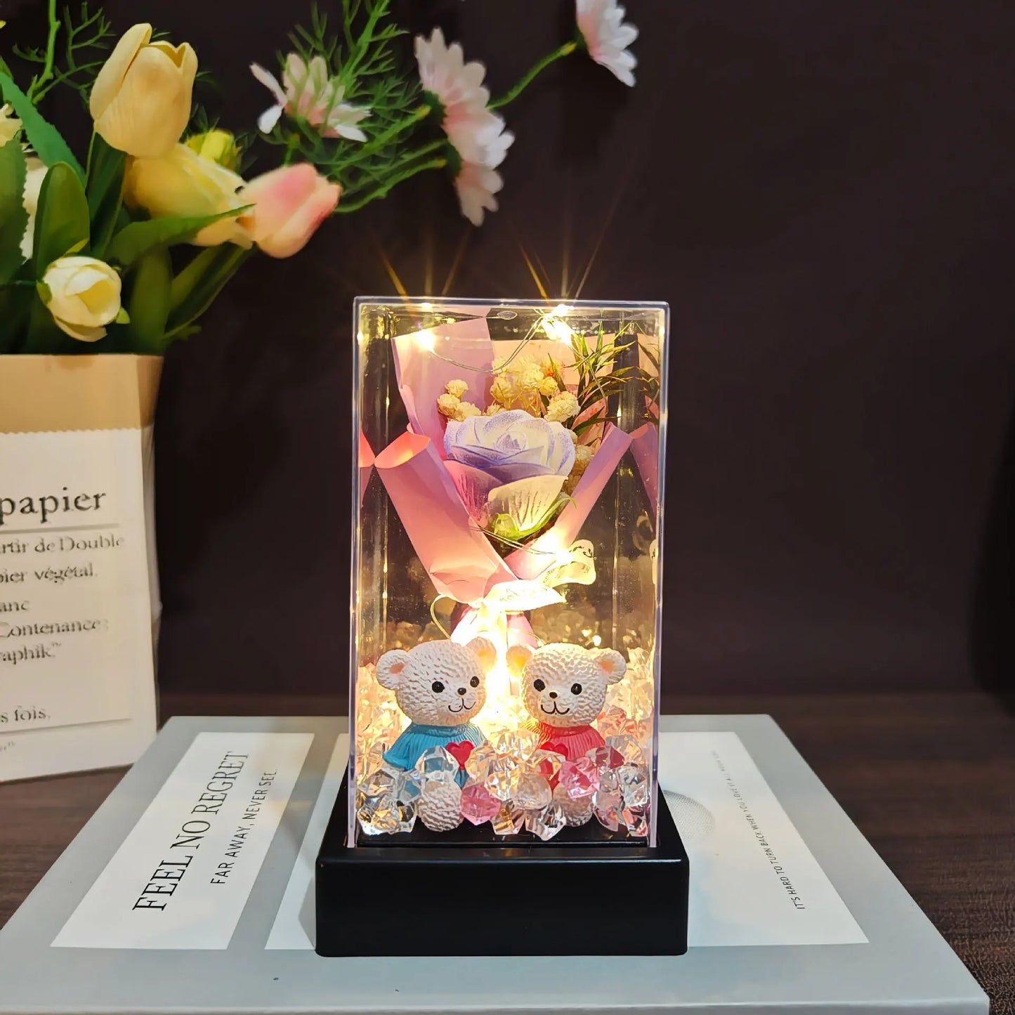 LED Eternal Rose Gift - 24K Gold Foil Flower with Glass Dome Light for Valentine’s Day, Wedding & Special Occasions