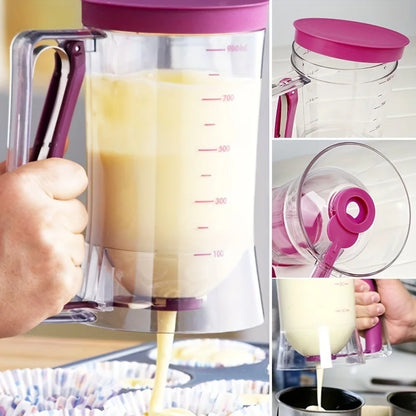 Handheld 900ml Batter Dispenser with Graduated Funnel - Perfect for Pancakes, Cupcakes, and Cakes (1 Piece)