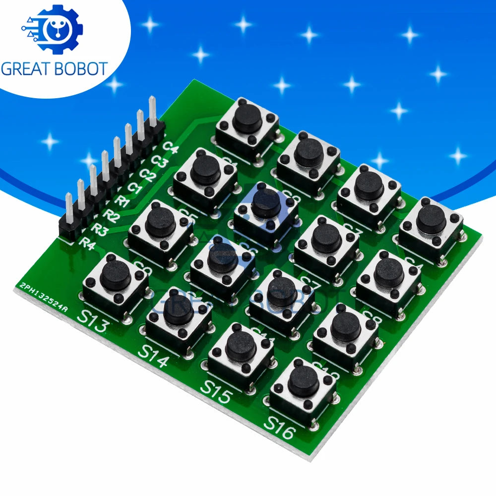 4x4 Matrix Keypad Module - 16-Key 8-Pin Button Keyboard for Arduino DIY and Breadboard Projects