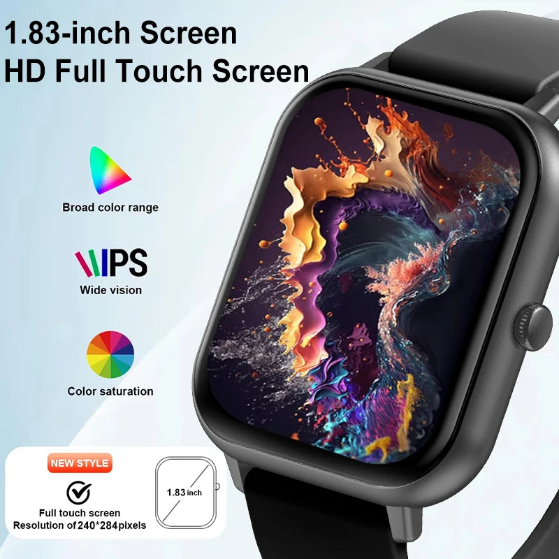 2025 New Smartwatch for Men & Women – Bluetooth Call, Fitness Tracker, Heart Rate Monitor, IP68 Waterproof, Compatible with Xiaomi, iOS & Android