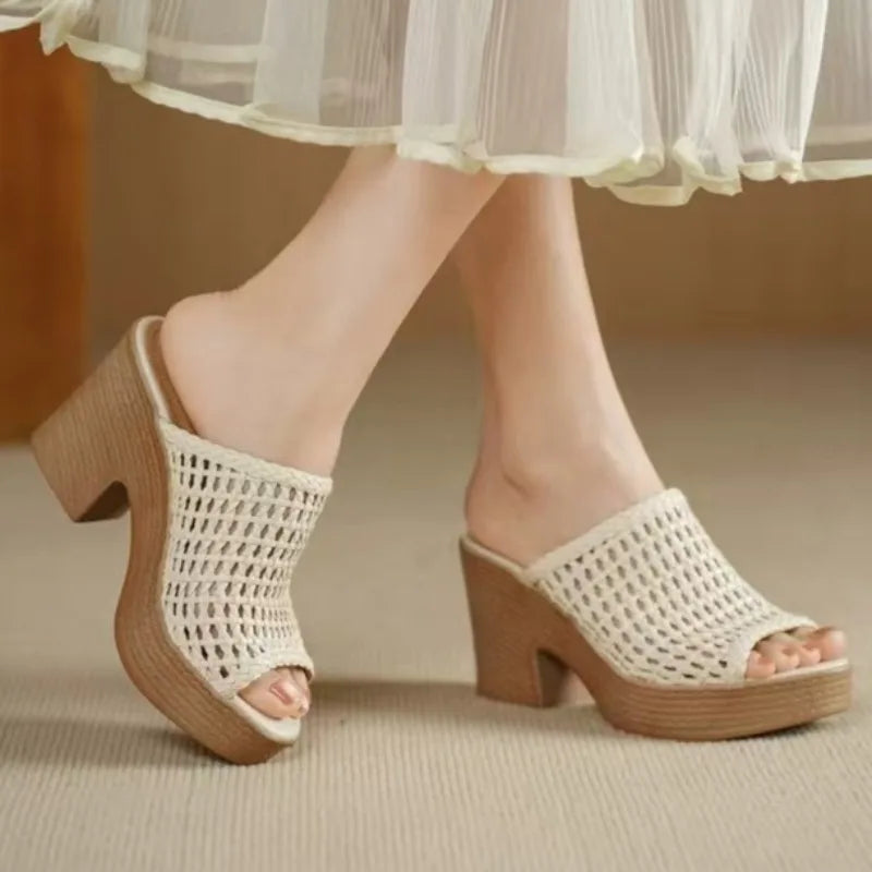 Women’s Platform High Heel Summer Sandals – Thick Sole Casual Slip-On Shoes