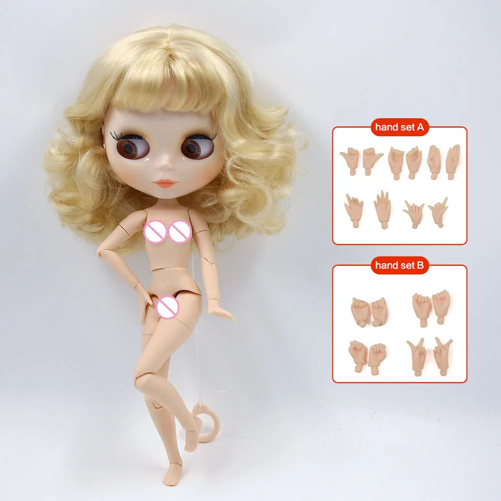 ICY DBS Blyth Doll – 1/6 BJD Customized Nude Joint Body, White Skin Glossy & Matte Face, 30cm Girl Toy Gift