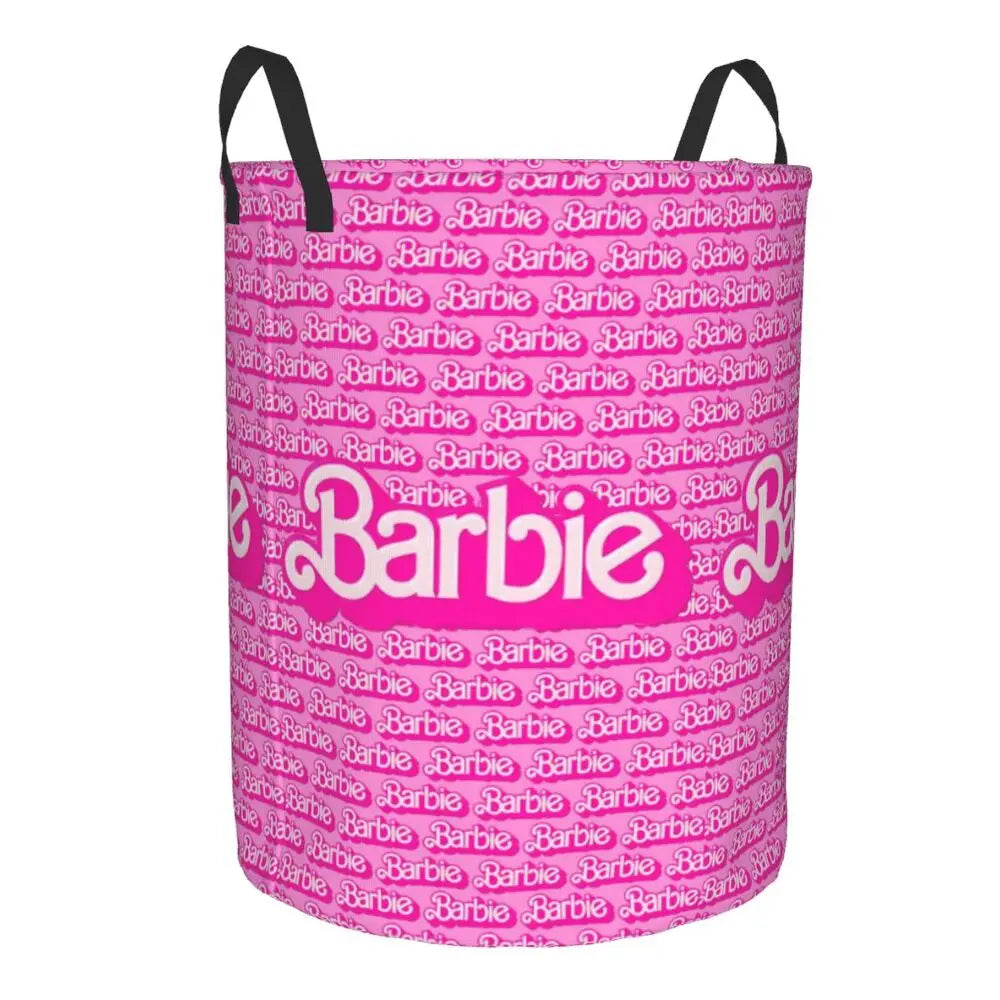 Custom Barbie Logo Laundry Basket – Collapsible Large Capacity Clothes Storage Bin, Disney Baby Hamper