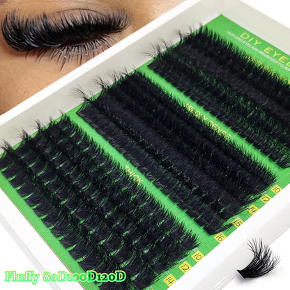 Fluffy Mink Eyelash Extensions - Handmade 5D to 200D Natural Curl Lash Clusters for Beauty Makeup Style