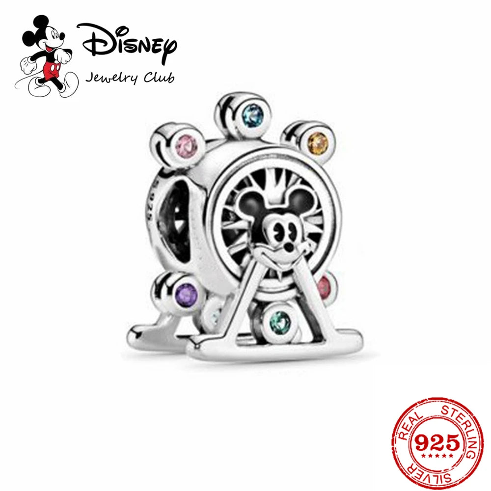 New 925 Sterling Silver Mickey Minnie Vinnie Charm – Beaded Fit for Original Pendant Bracelet, DIY Ladies Jewelry