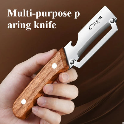 Stainless Steel Fruit & Vegetable Peeler with Wooden Handle – Durable and Smooth Slicing