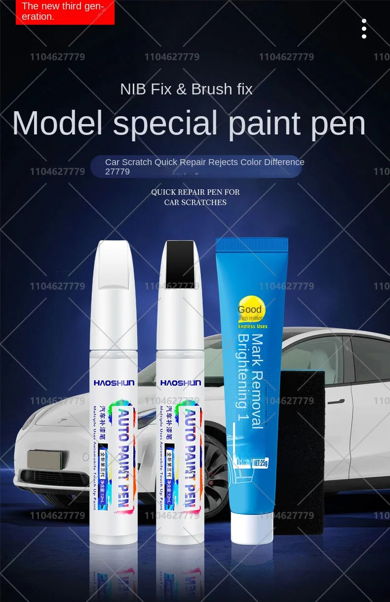 Tesla Paint Repair Pen for 2012-2025 Model 3 Y X S — Car Touch Up Pen Black White Wheel Scratch Repair Agent