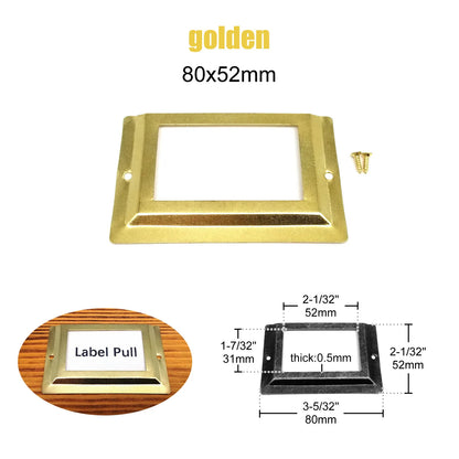 6pcs Large Iron Label Pull Handles – 52x80mm File Name Card Holders for Cabinet, Drawer & Jewelry Box