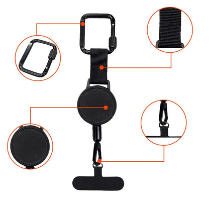 Retractable Anti-Theft Phone Holder — Cellphone Lanyard Strap with Belt Clip, Smartphone Safety Tether for Travel