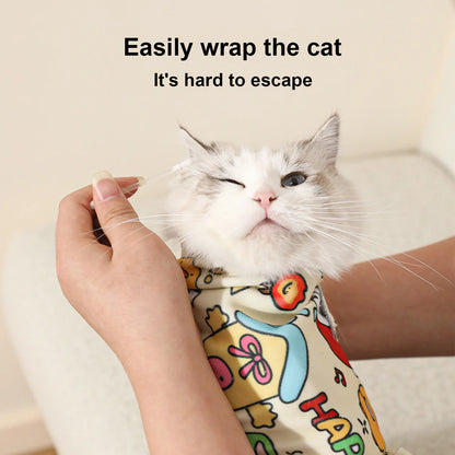 Cat Grooming Wrap – Self-Adherent Burrito Swaddle for Anti-Bite, Anti-Scratch & Nail Clipping