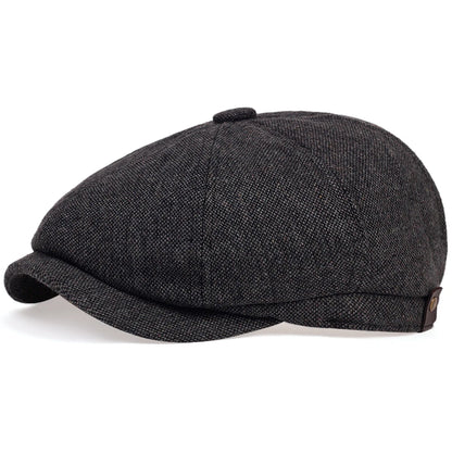 Retro Men’s Newsboy Cap — British Octagonal Herringbone Flat Painter Hat Autumn Winter Hip Hop Beret