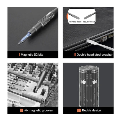128 in 1 Multi-Functional Screwdriver Set - Portable Precision Hand Tool Kit, Folding Design for Home, PC, and Phone Repairs