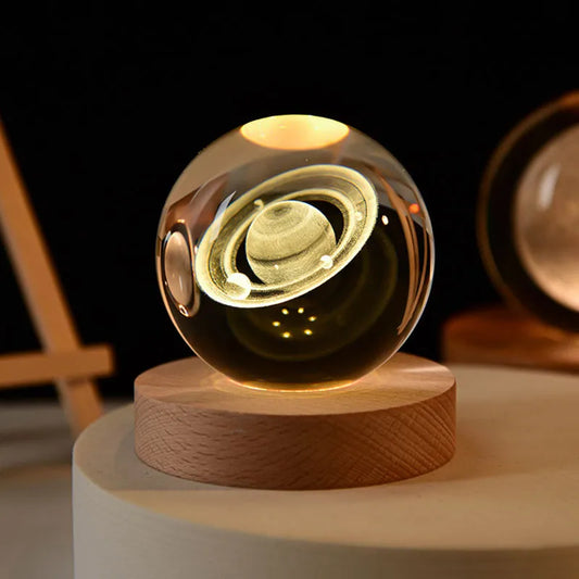 Solar System Splendor: 6cm 3D Crystal Ball Night Light – A Stellar Birthday Gift and Desktop Delight!