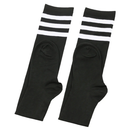 Plus Size Women’s Thigh High Socks — Extra Long Thick Striped Knit Stockings for Wide Thighs