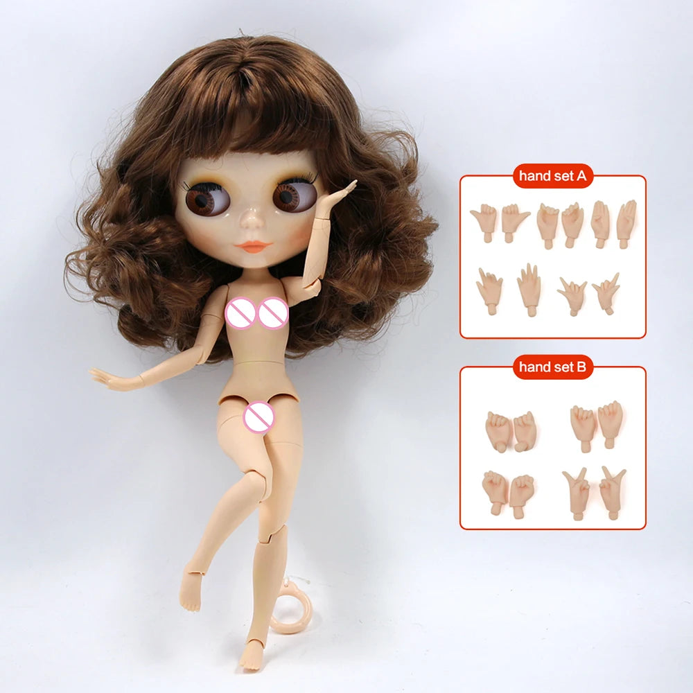 ICY DBS Blyth Doll – 1/6 BJD Customized Nude Joint Body, White Skin Glossy & Matte Face, 30cm Girl Toy Gift