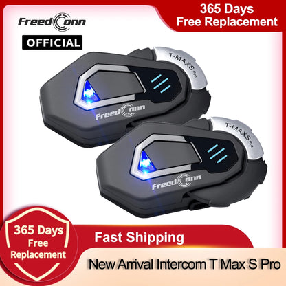 FreedConn Motorcycle Helmet Headset Intercom - Bluetooth Music, FM, Waterproof Moto Helmet Earphones & Intercom System