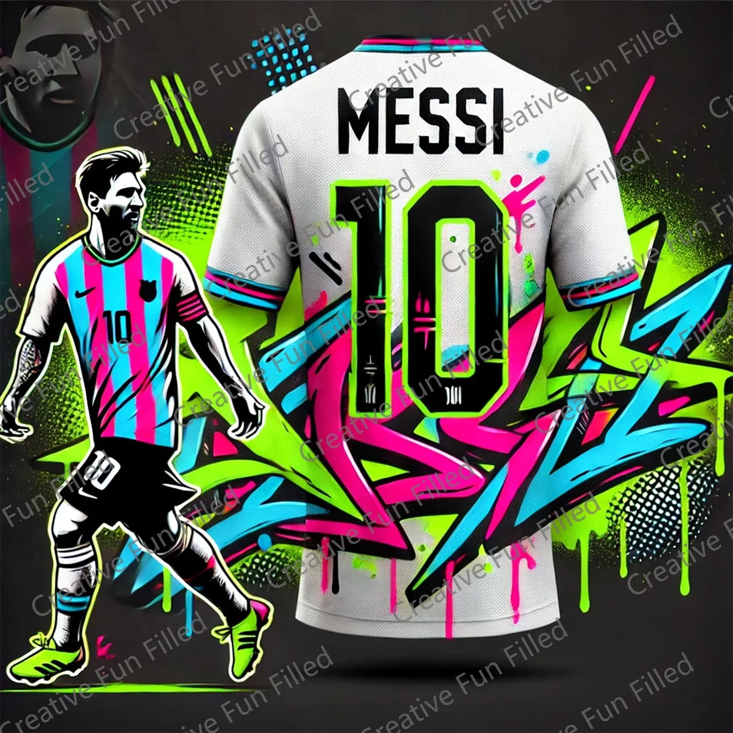 CHATGPT Street Graffiti Soccer Jersey – Messi 10 Special Edition for Kids & Adults, Summer Tee, Intelligent Design New Kit