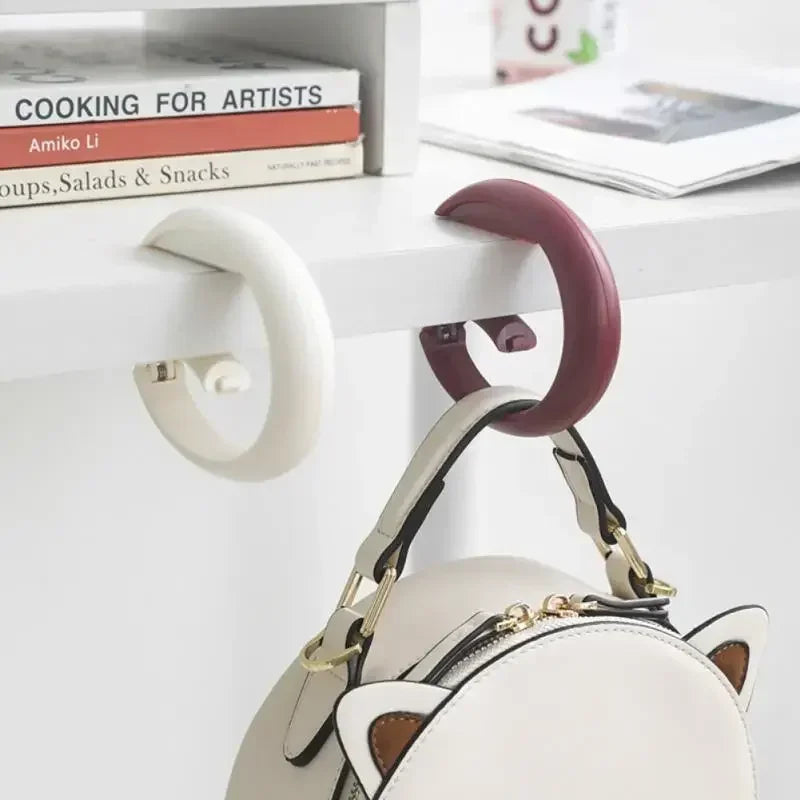 Portable Bag Hook Hanger - Foldable Table Hook for Office Decor, Plastic Desk Side Hook for Handbag, Travel Bag Organizer Hooks Holder