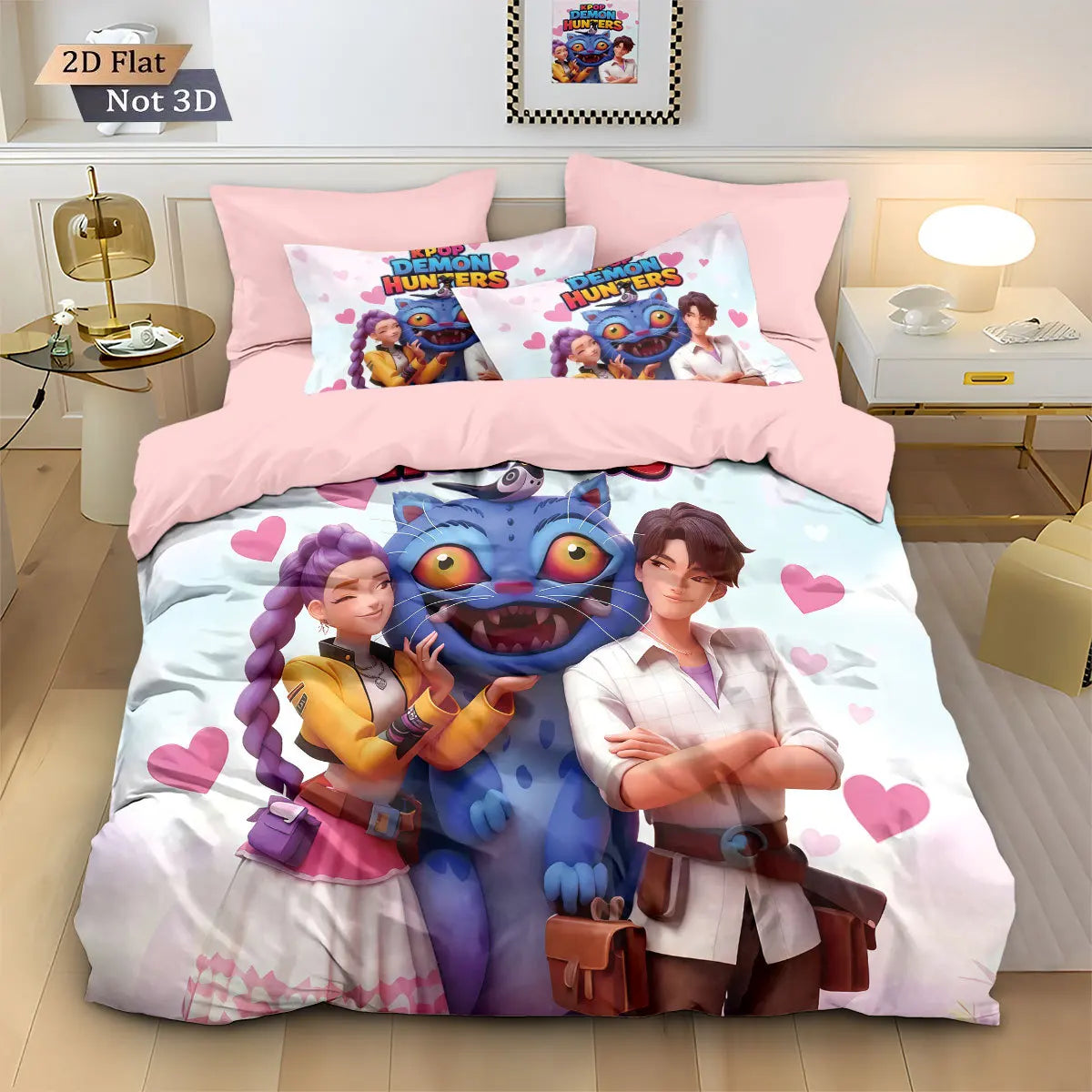 Anime Demon Hunters Zoey Mira Bedding Set – Duvet Cover for Kids, Teens & Adults, Single to King Size Gift