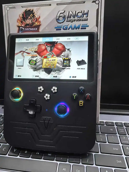 FLLBW R60 Max Retro Game Console - 6" IPS Handheld with 128GB Storage, 22,000 Games & Linux System