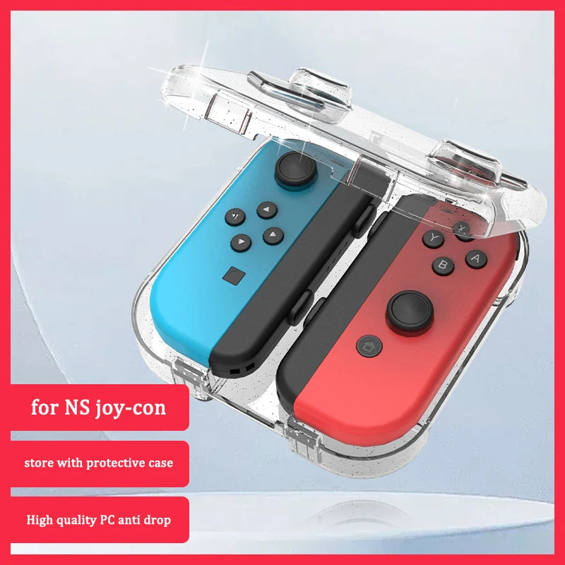 Nintendo Switch Joy-Con Mini Storage Case – Transparent PC Box with Wristband & Silicone Cover for Zelda OLED