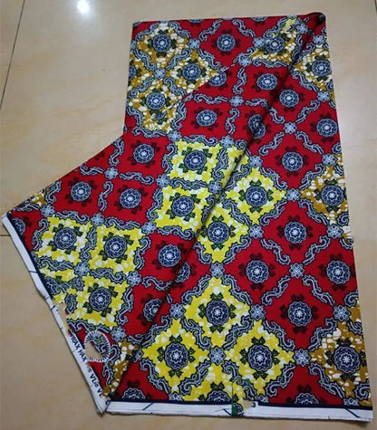 African Wax Print Fabric 6 Yards - Ghana Kente Design Ankara Kitenge Pagne