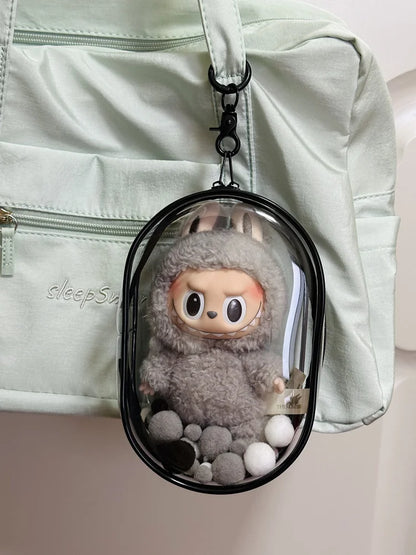 V1 V2 Labubu Protective Cover - 17cm Cotton Doll Sitting Bag, Transparent Dustproof Plush Doll Storage