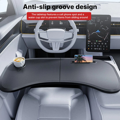 Caer Portable Car Steering Wheel Desk — Foldable Laptop & Food Tray for Tesla Model 3/Y with Storage Bag