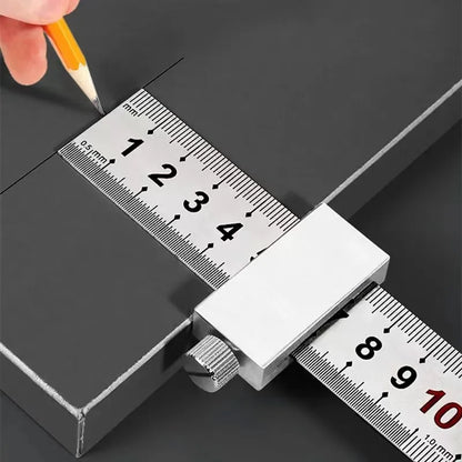 Swenson Metal Carpenter Square: Precision Woodworking Tools with Steel Ruler, Limit Block, and Marking Gauge for Accurate Positioning