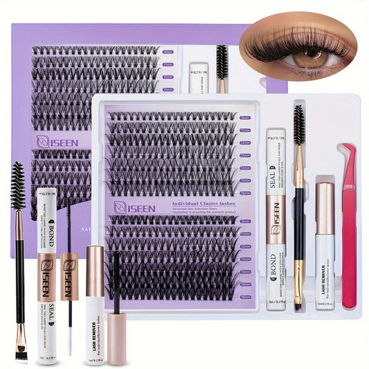 DIY Lash Extension Kit – Mix Styles Individual Lash Clusters with Bond & Seal, Remover, Tweezers, and Lash Brush Eye Makeup Tool
