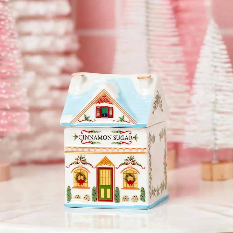 Christmas Holiday Village Spice House Set – Mini 6cm Home Decor for Kitchen, Spices & Tabletop Xmas Ornaments