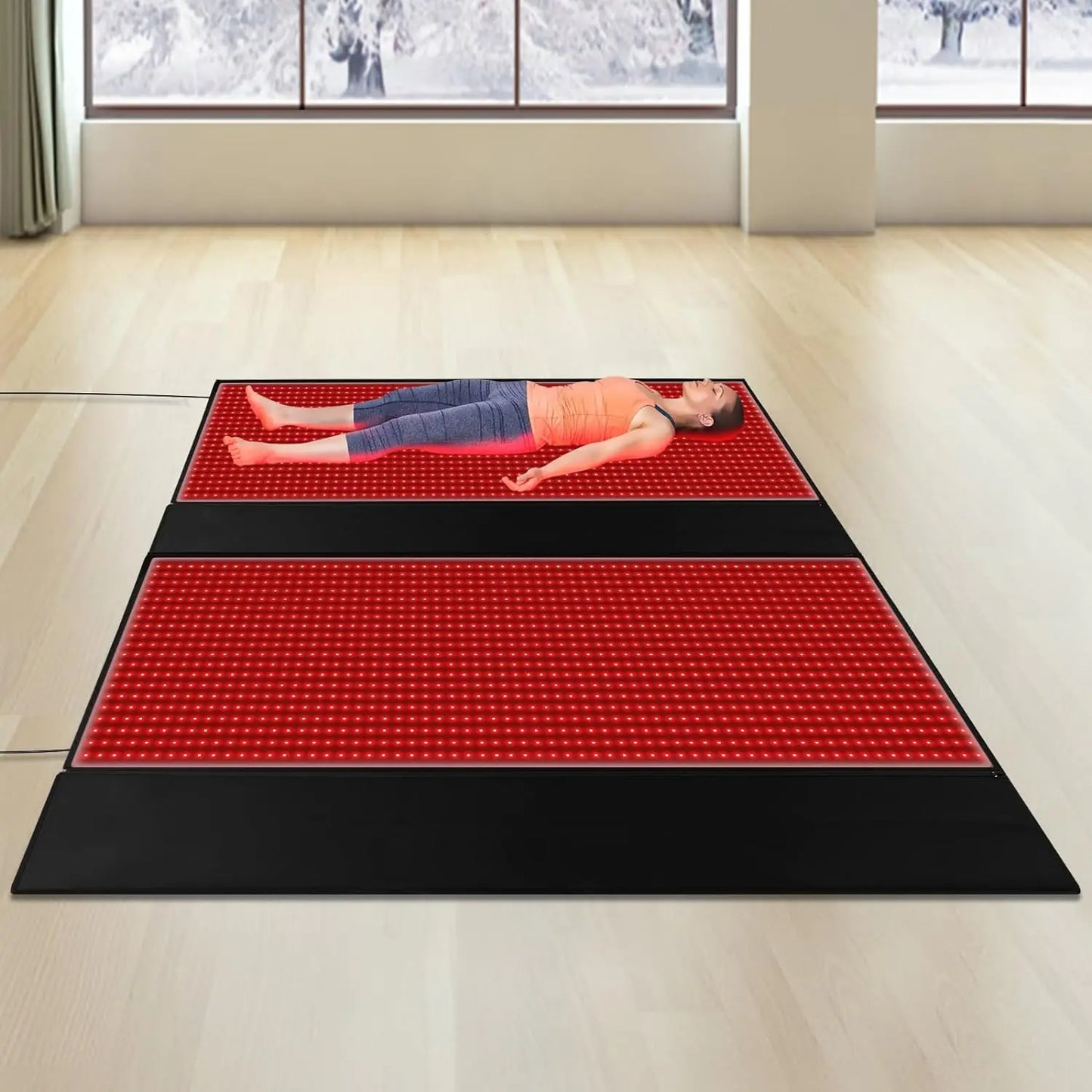 LOVTRAVEL 2560pcs LED Red Light Therapy Mat – 660 & 850nm Near Infrared Large Pad for Full Body Treatment