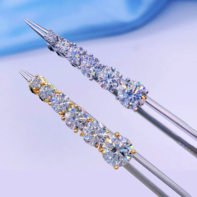 Real Moissanite Diamond Stud Earrings 0.1–3CT – S925 Silver, Platinum Plated Wedding & Bridal Jewelry, GRA Certified