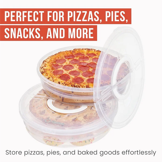 Reusable 12-Inch Pie Carrier Set - Expandable Pizza Storage Container with Lid, Divider & Handle (2-Pack)