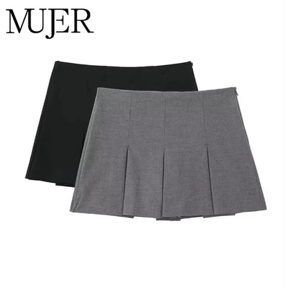 MUJER 2025 Women’s High Waist Pleated Mini Skort Shorts — Summer Basic Casual Holiday Shorts