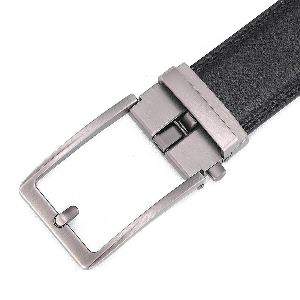 Men’s Luxury Leather Click Belt – Automatic Buckle Designer Waist Strap for Jeans (Blue, 3.5cm)