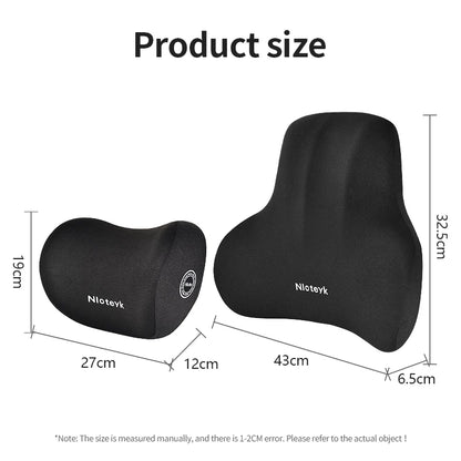Universal Memory Foam Car Neck & Lumbar Support Cushion – Ergonomic Headrest Pillow & Waist Back Support for Car Seat Comfort Accessories
