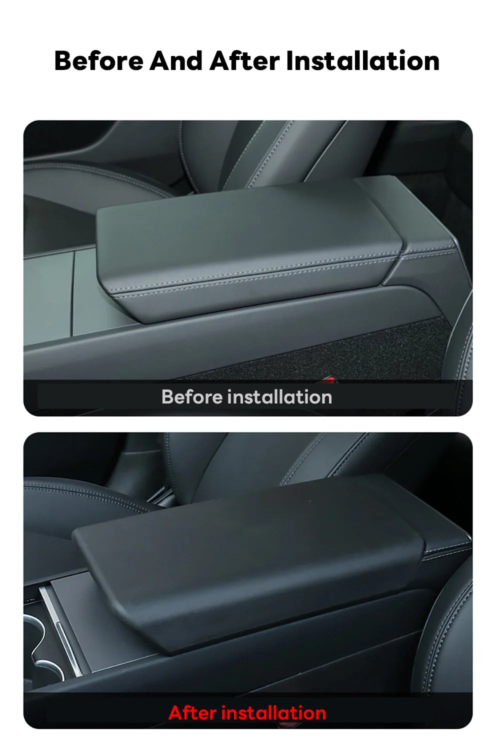 TPE Soft Center Console Armrest Cover – Compatible with Tesla Model Y Launch 2025 & Model 3 Highland 2024 Accessories