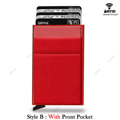 RFID Credit Card Holder for Men, Thin Slim Luxury Metal Mini Minimalist Wallet, Bank & ID Cardholder Case