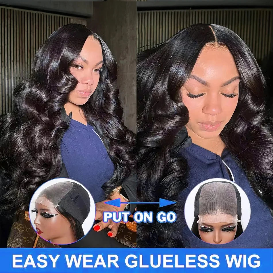 30-40 Inch Body Wave Lace Front Wig – 13x6 HD Transparent Human Hair, Pre-Plucked Glueless Water Wave for Women