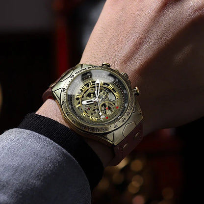 BINBOND A275 Men’s Retro Tourbillon Mechanical Watch – Waterproof Leather Strap Luxury Wristwatch