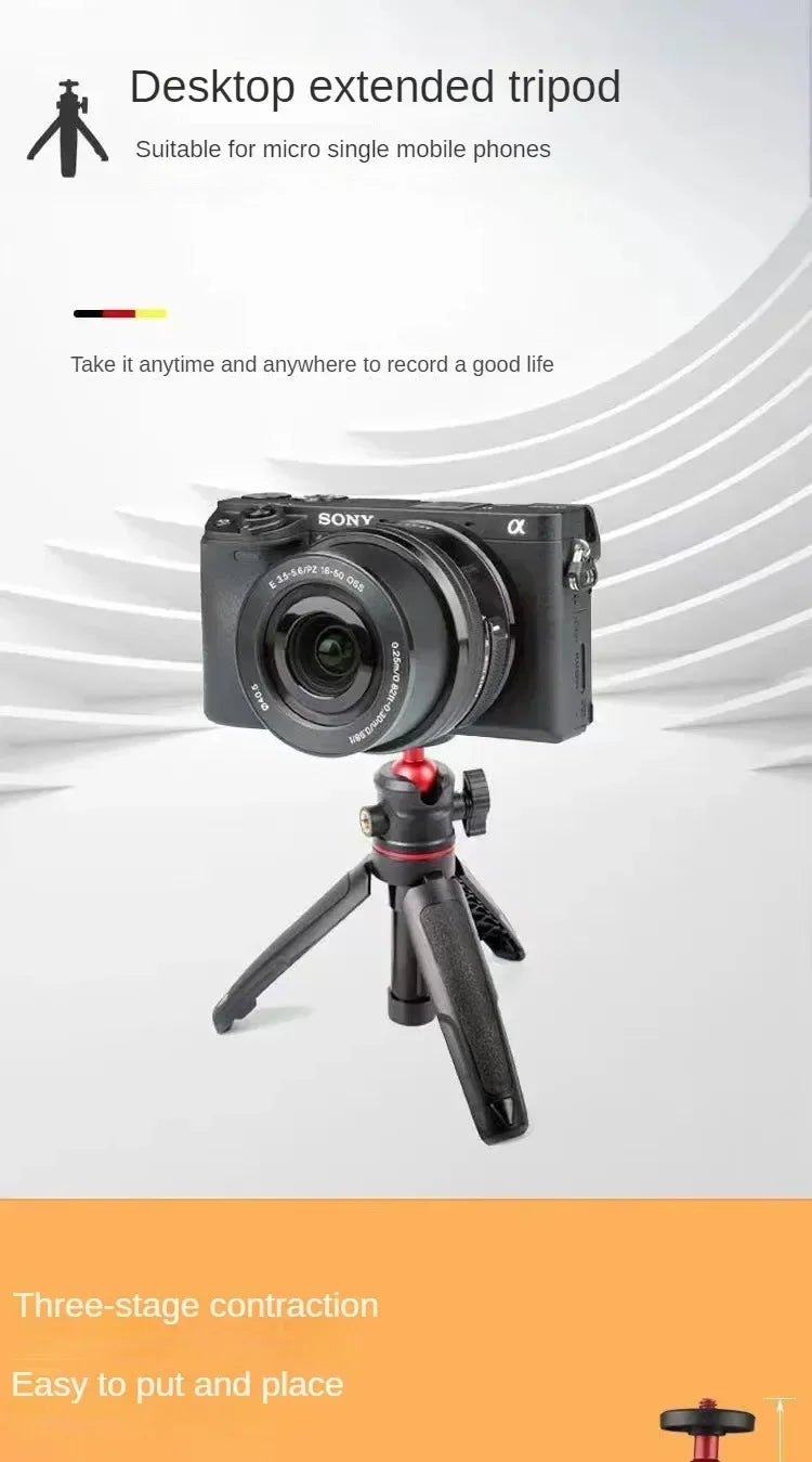 MT-08 Mini Extendable Desktop Tripod – Handheld Photography Stand with Flexible Ballhead & 1/4" Screw Mount for Selfies