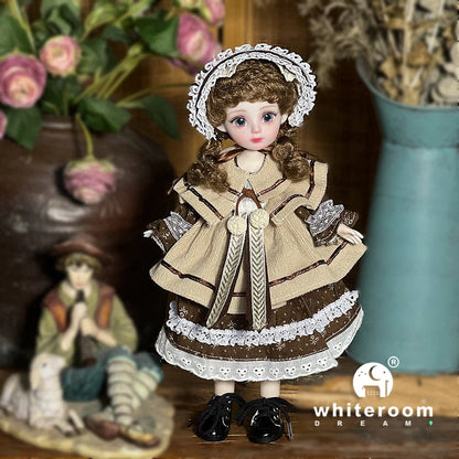 30cm 1/6 BJD Ball Jointed Doll – Starry Gray Eyes with Lolita Fashion Dress, DIY Toy Gift for Girls